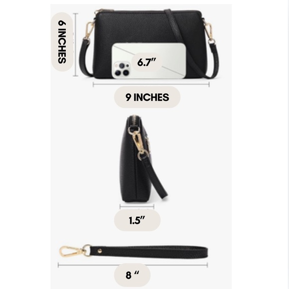 Cross body Bag Shoulder Purse Clutch Wristlet Top zipper handbag - Picture 5 of 11